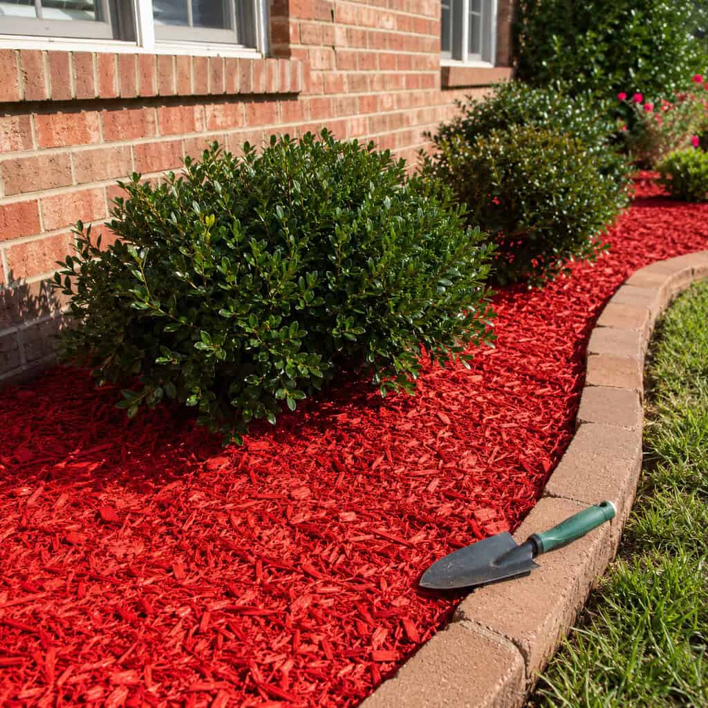 Bright Red (and Dyed Black) Mulch