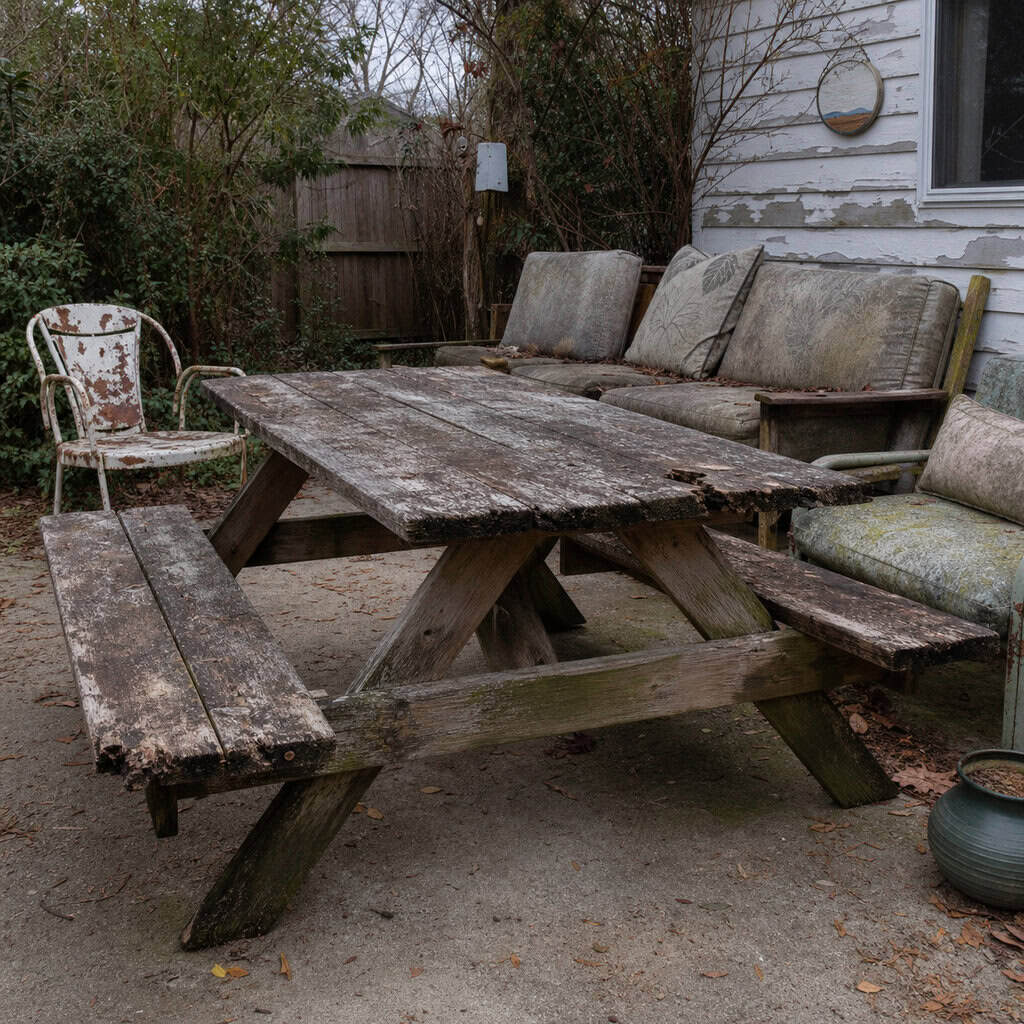Weathered Outdoor Furniture and Tired Decor