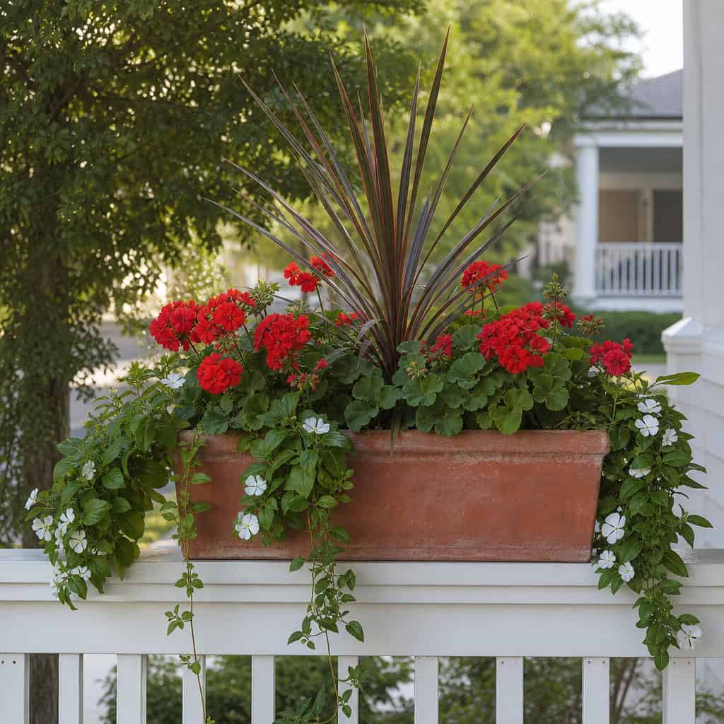 Dracaena Spike + Red Geranium + Vinca Vine