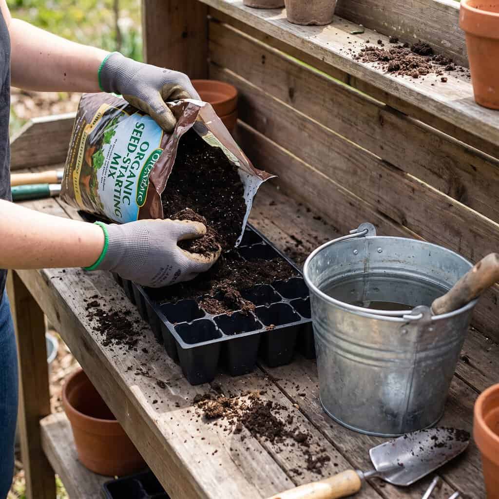 Step 2: Fill and Moisten Your Containers