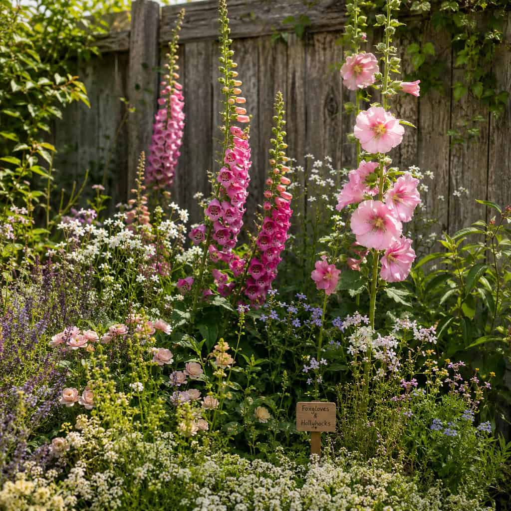 Foxgloves and Hollyhocks for Instant Height
