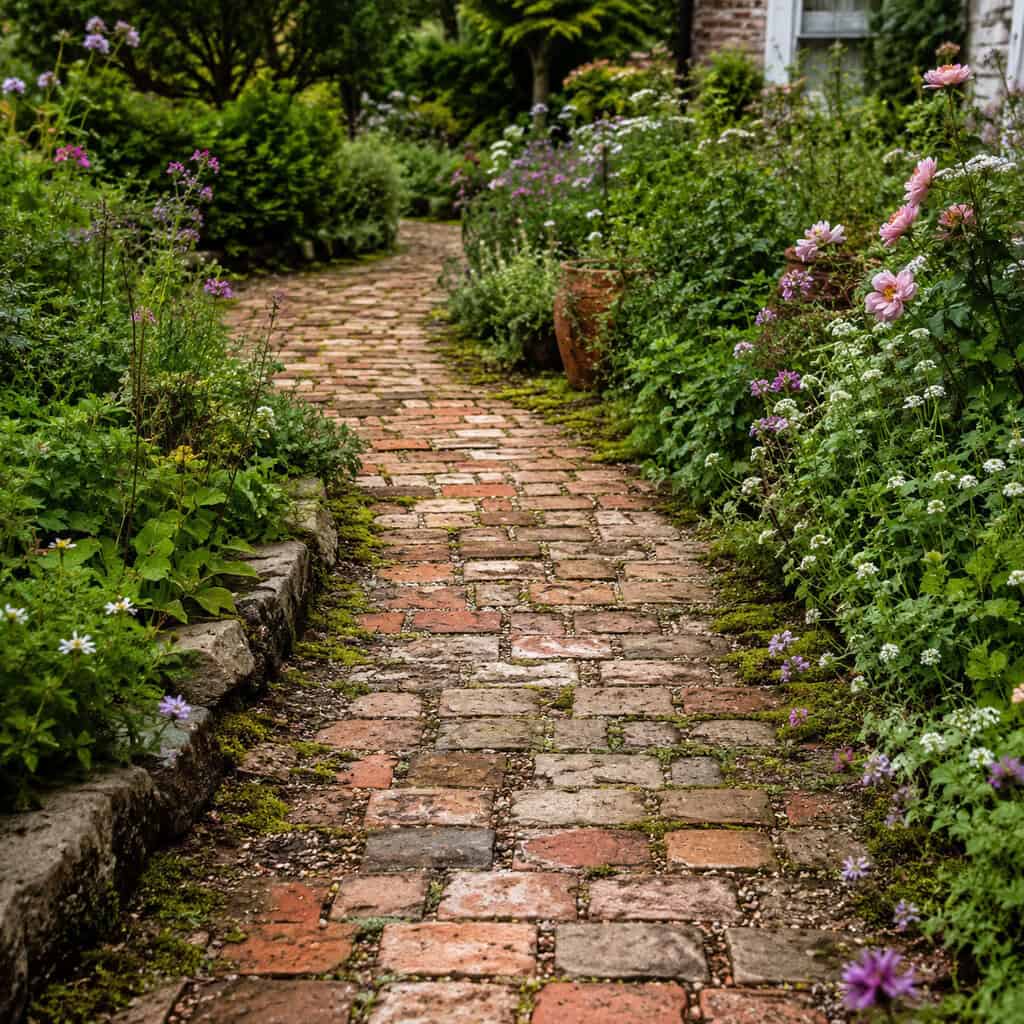 Reclaimed Brick and Gravel Paths