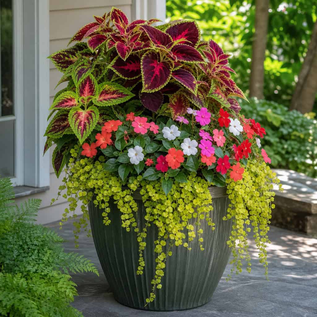 Coleus + Impatiens + Creeping Jenny