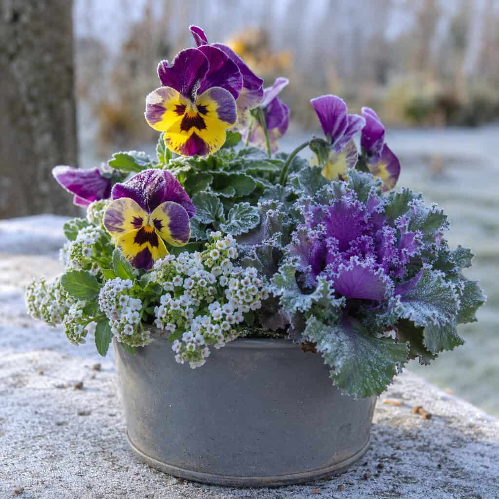 Viola + Sweet Alyssum + Ornamental Kale