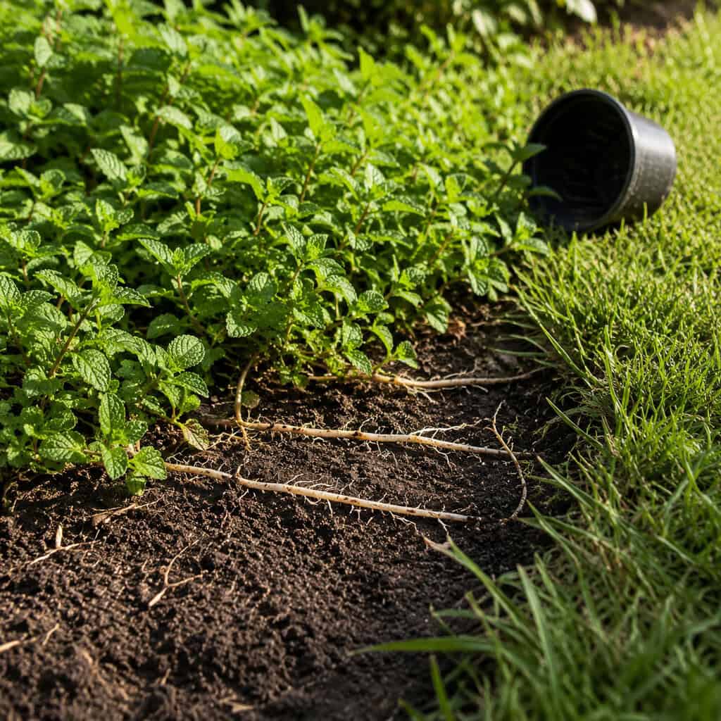 Mint Planted in the Ground