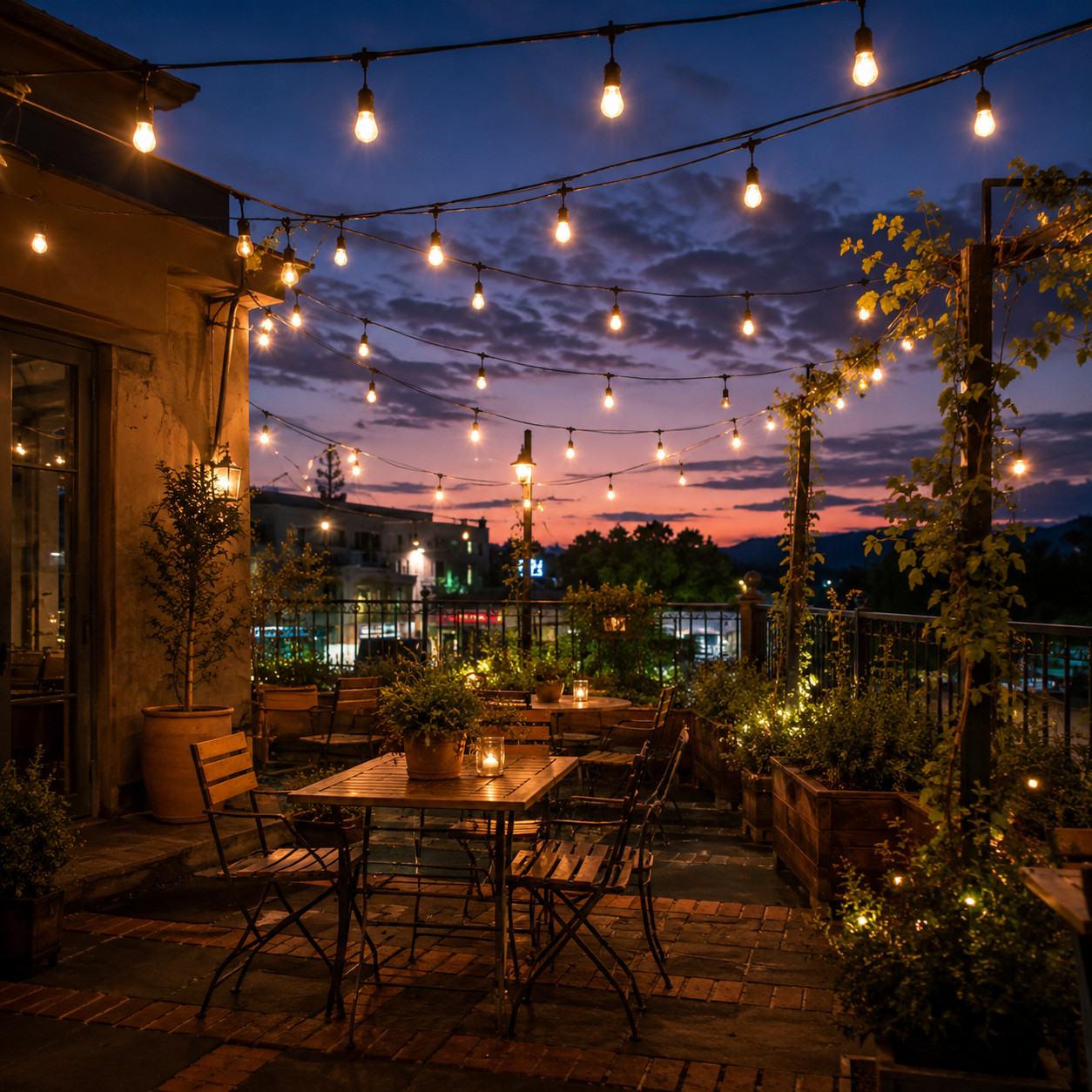 String Café Lights Overhead