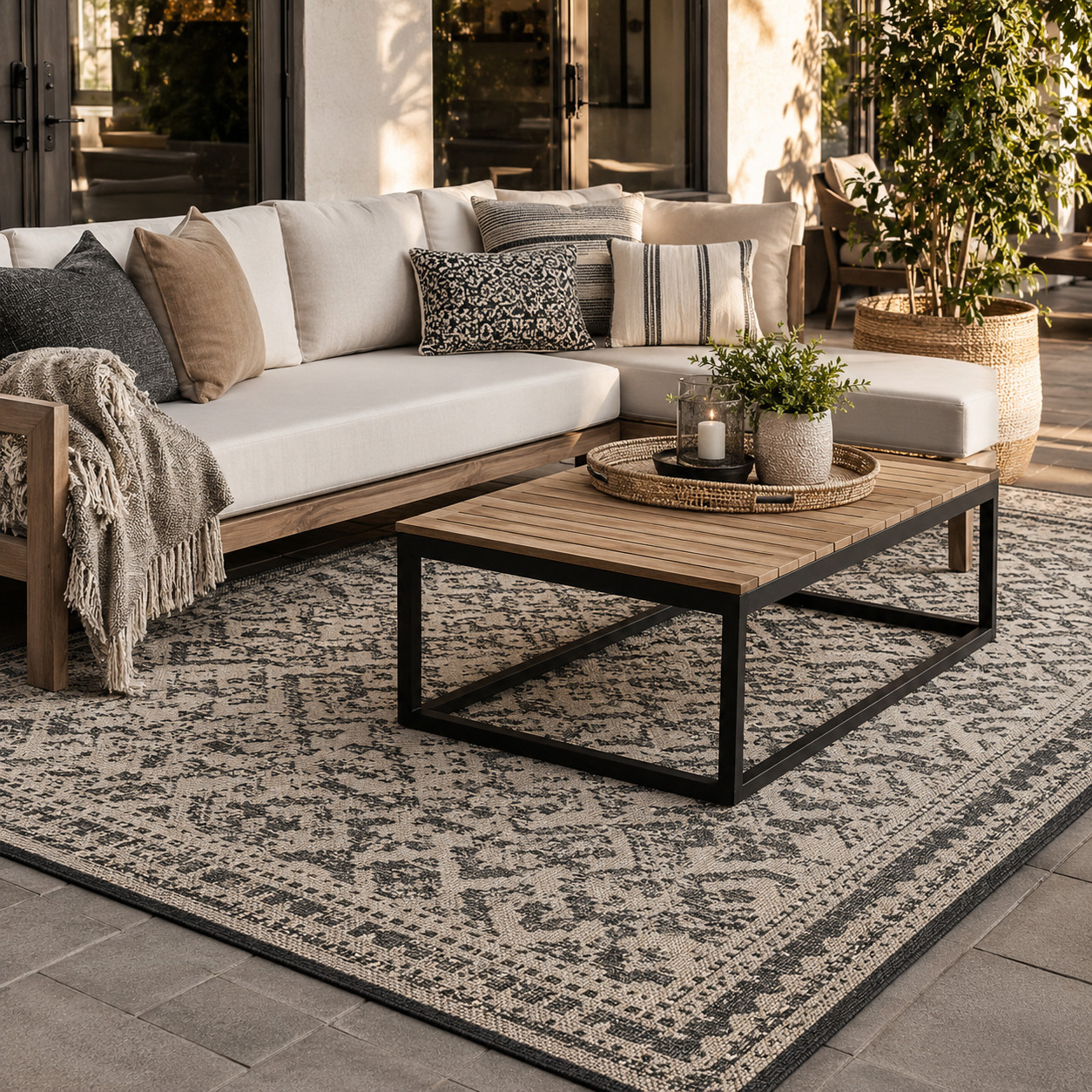 Anchor the Furniture With an Outdoor Rug