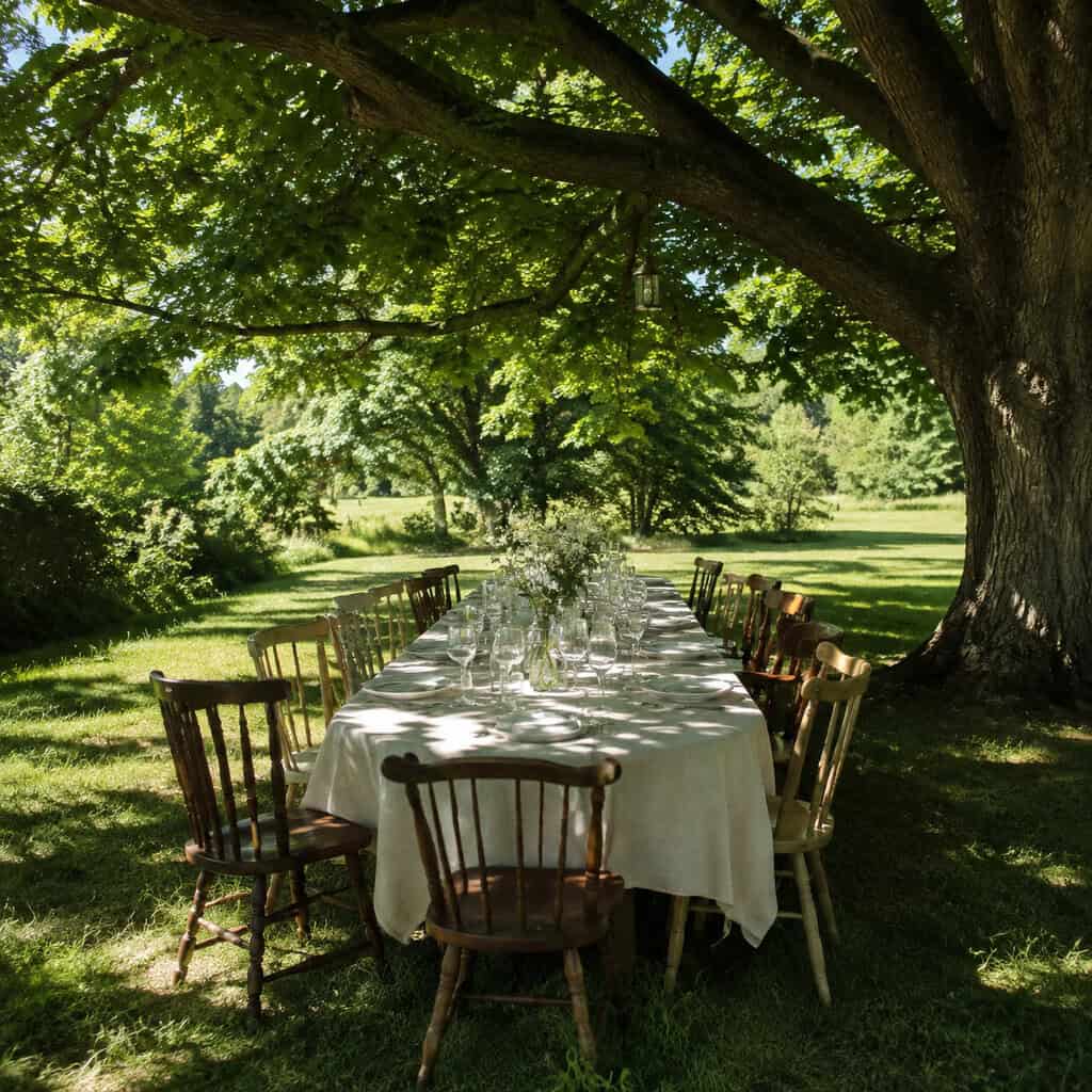 A Dining Table Under a Mature Shade Tree