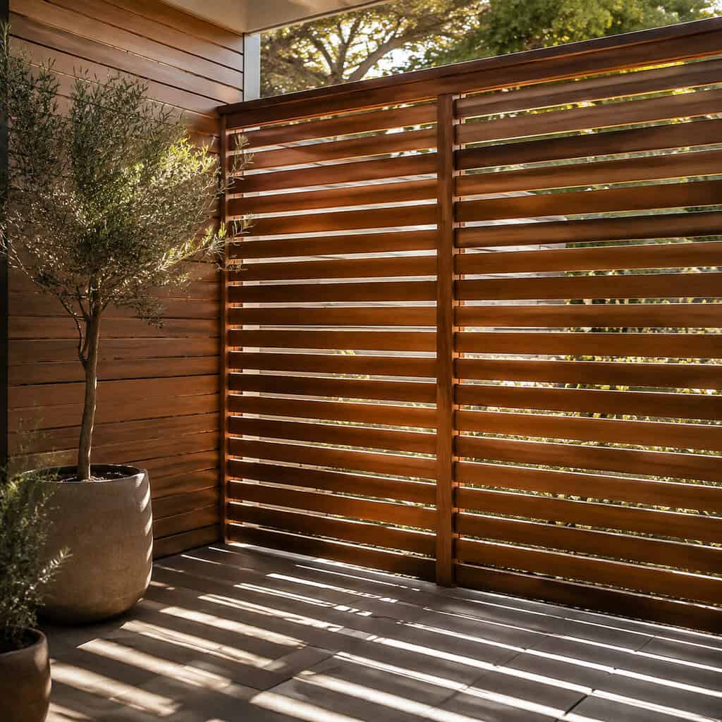 A Slatted Cedar Privacy Screen