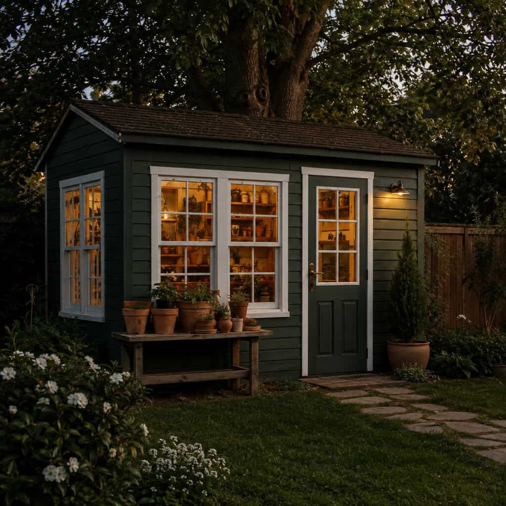 A Garden Studio or Potting Shed as the Backdrop