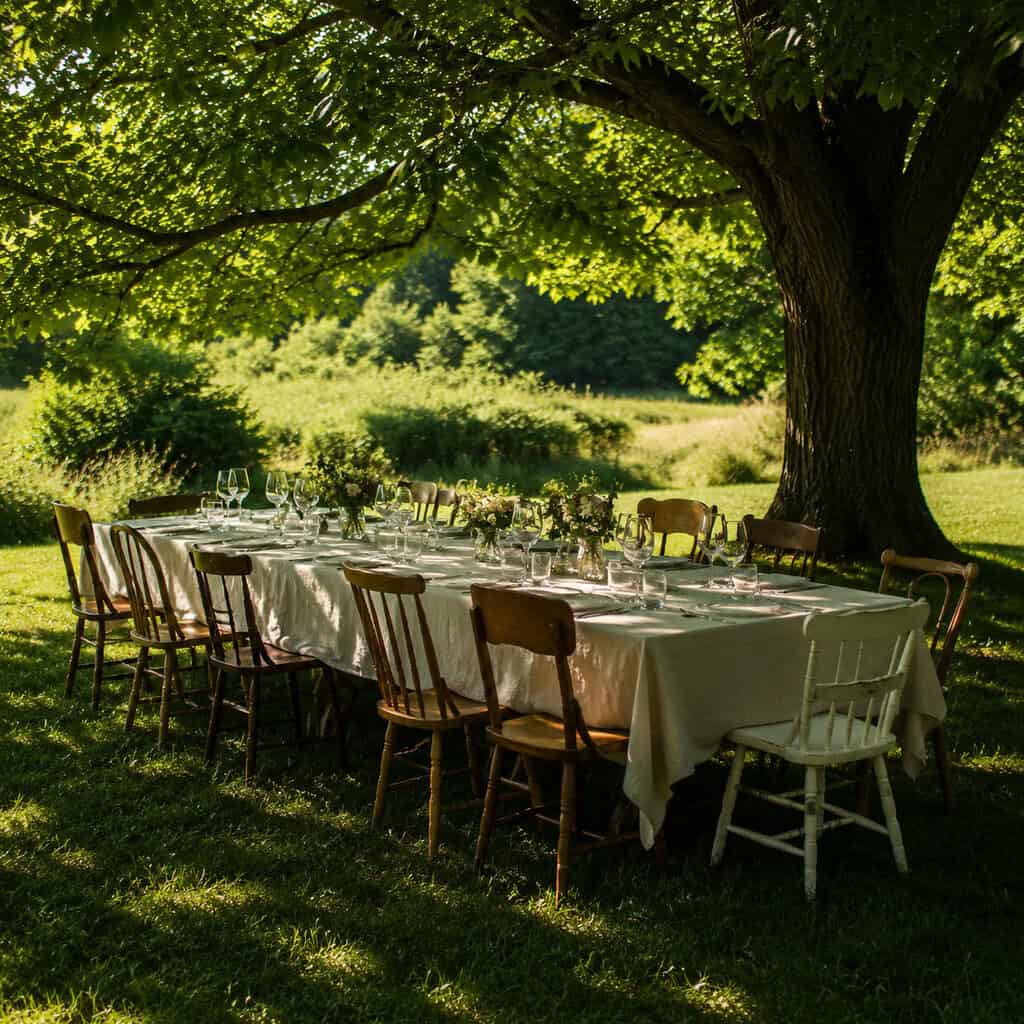 A Dining Table Under a Mature Shade Tree
