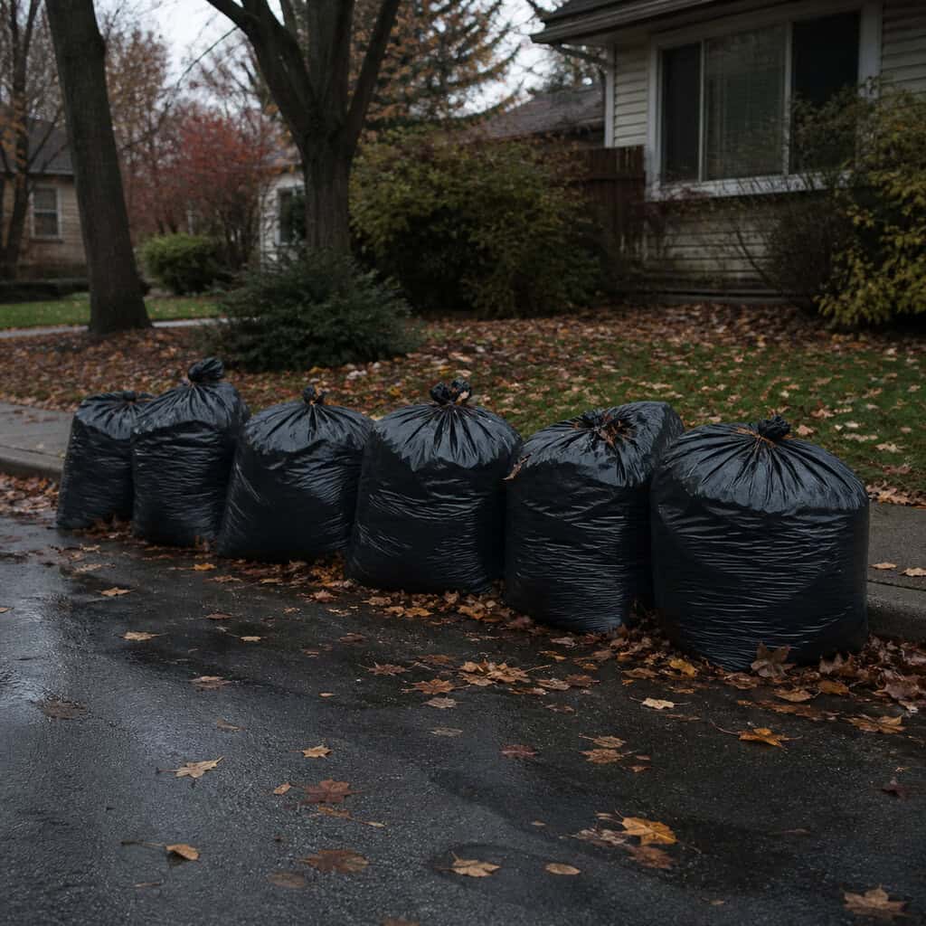 Bagging Leaves and Hauling Them to the Landfill