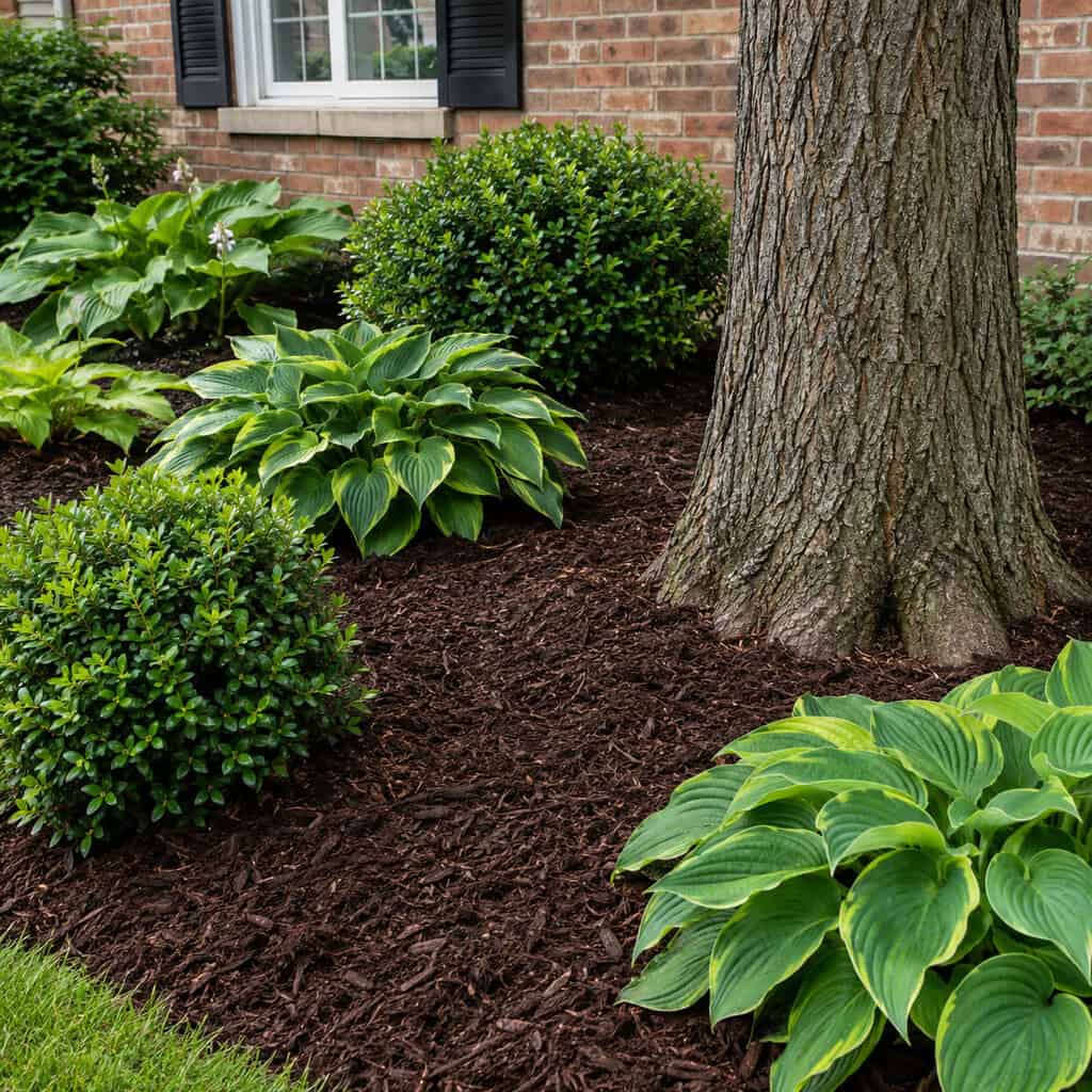 Dark Mulch, One Color, Two to Three Inches