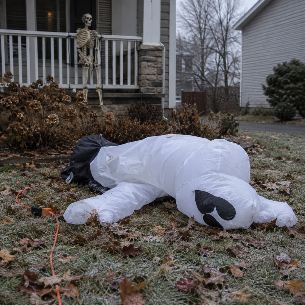 Halloween Decorations Still Up at Thanksgiving