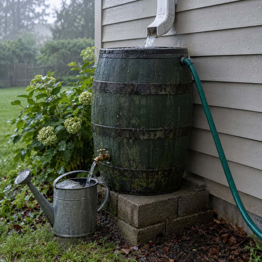 A Barrel Under the Downspout