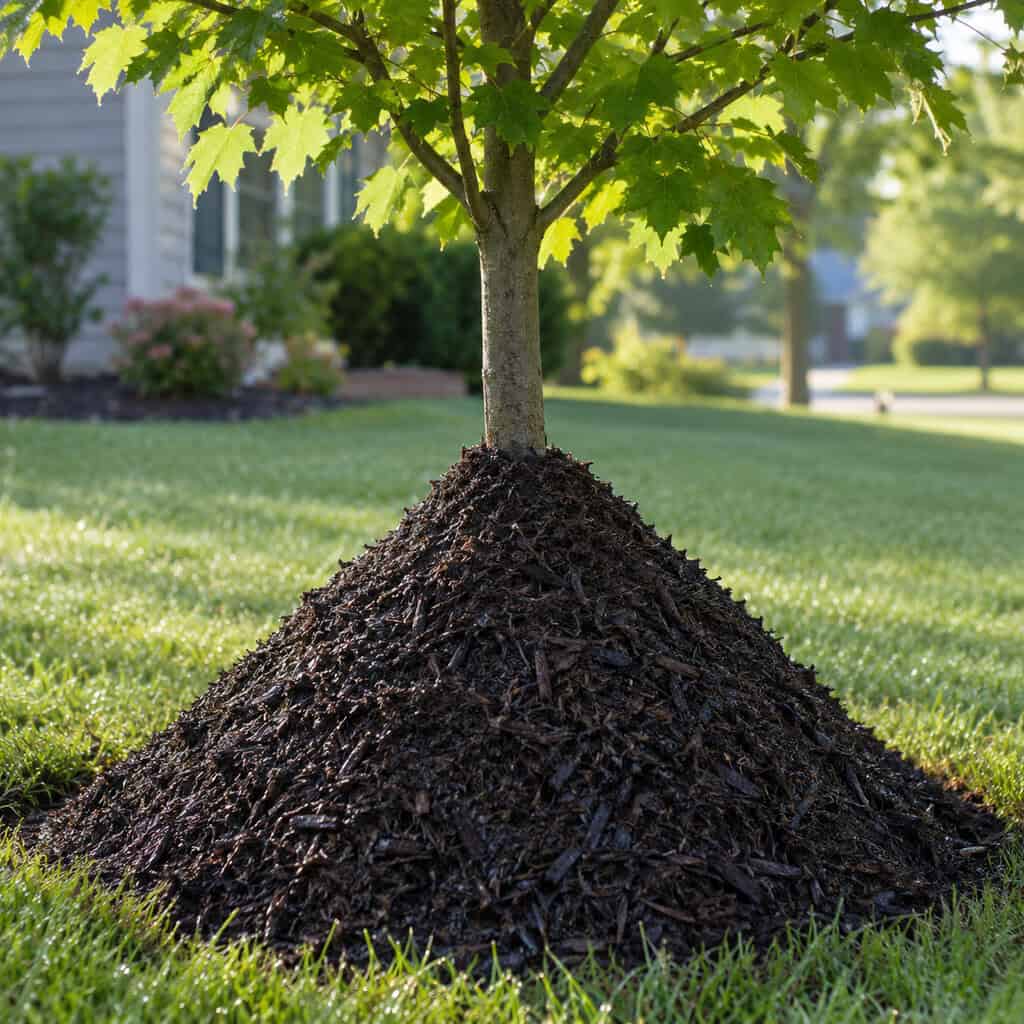 Mulch Volcanoes Piled Against Every Tree Trunk