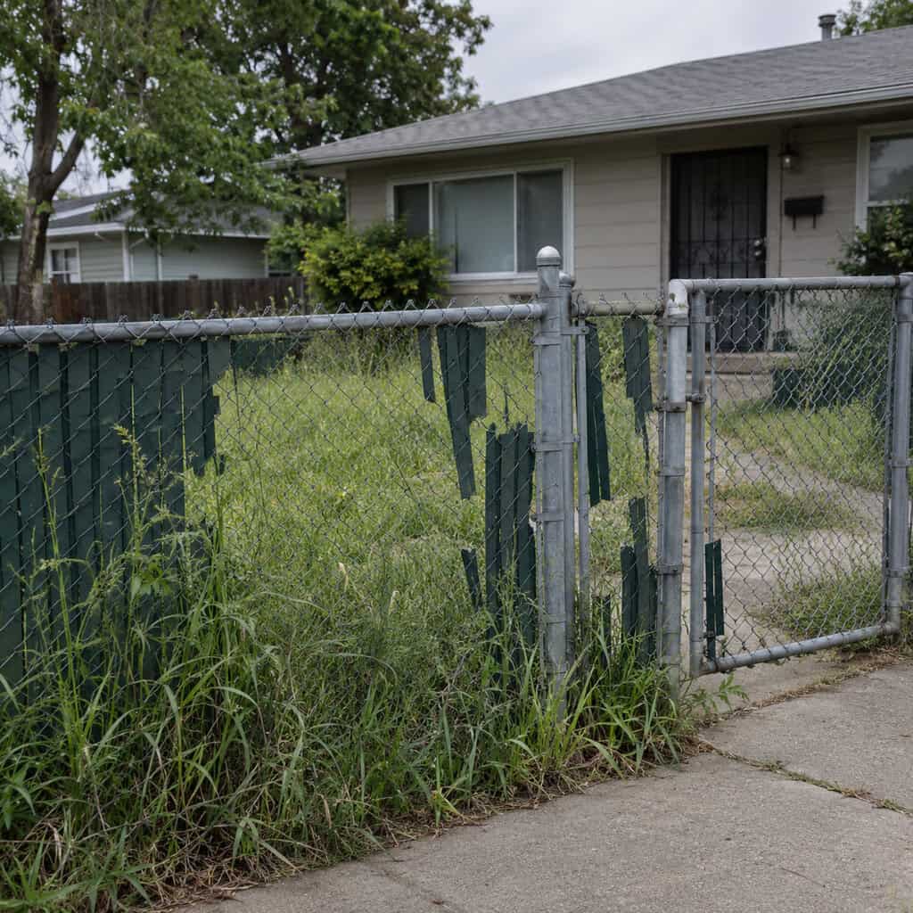 Chain-Link Fence Around the Front Yard
