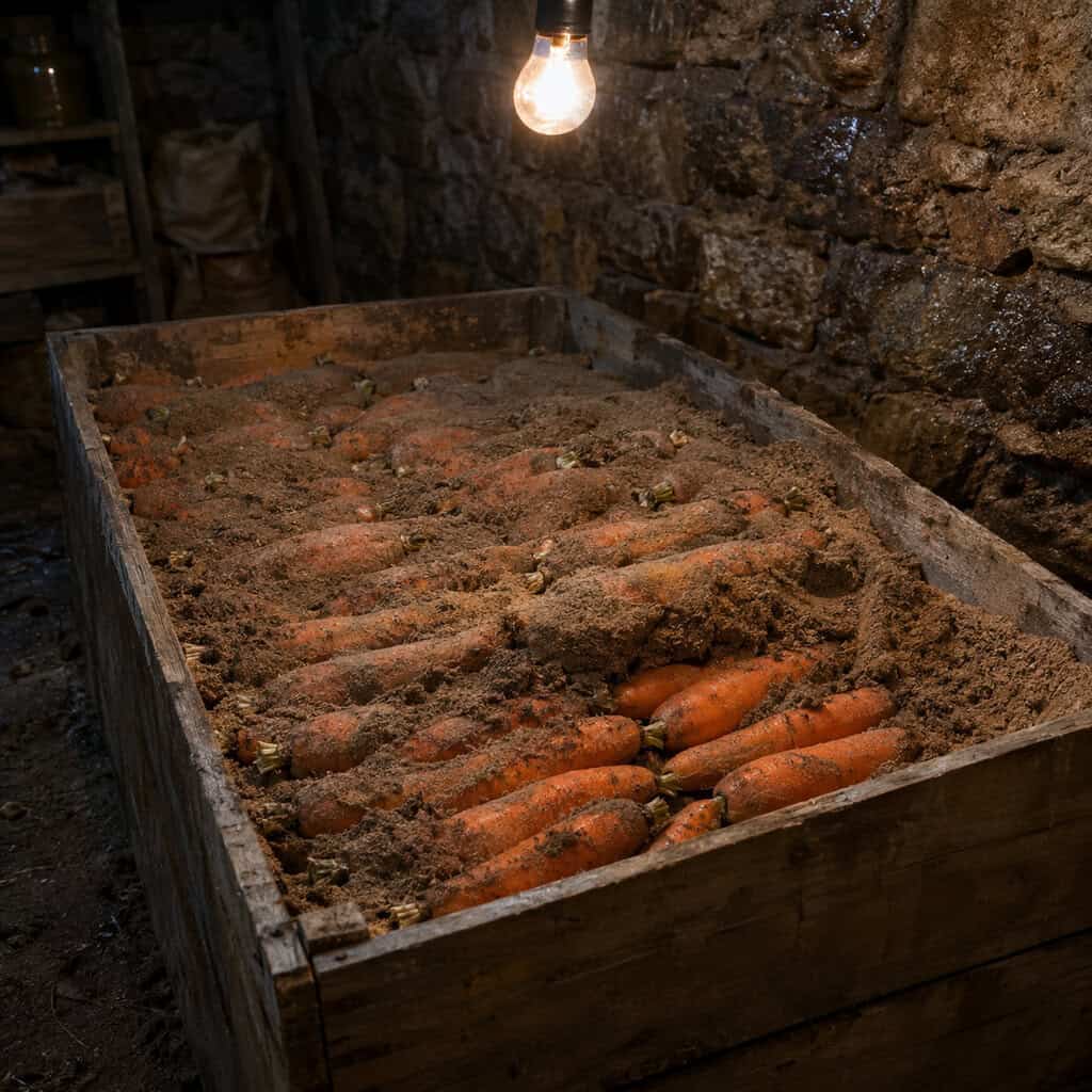 Carrots and Beets Packed in Damp Sand