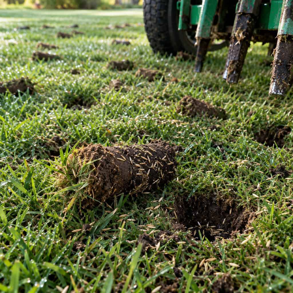 Core aeration and overseeding
