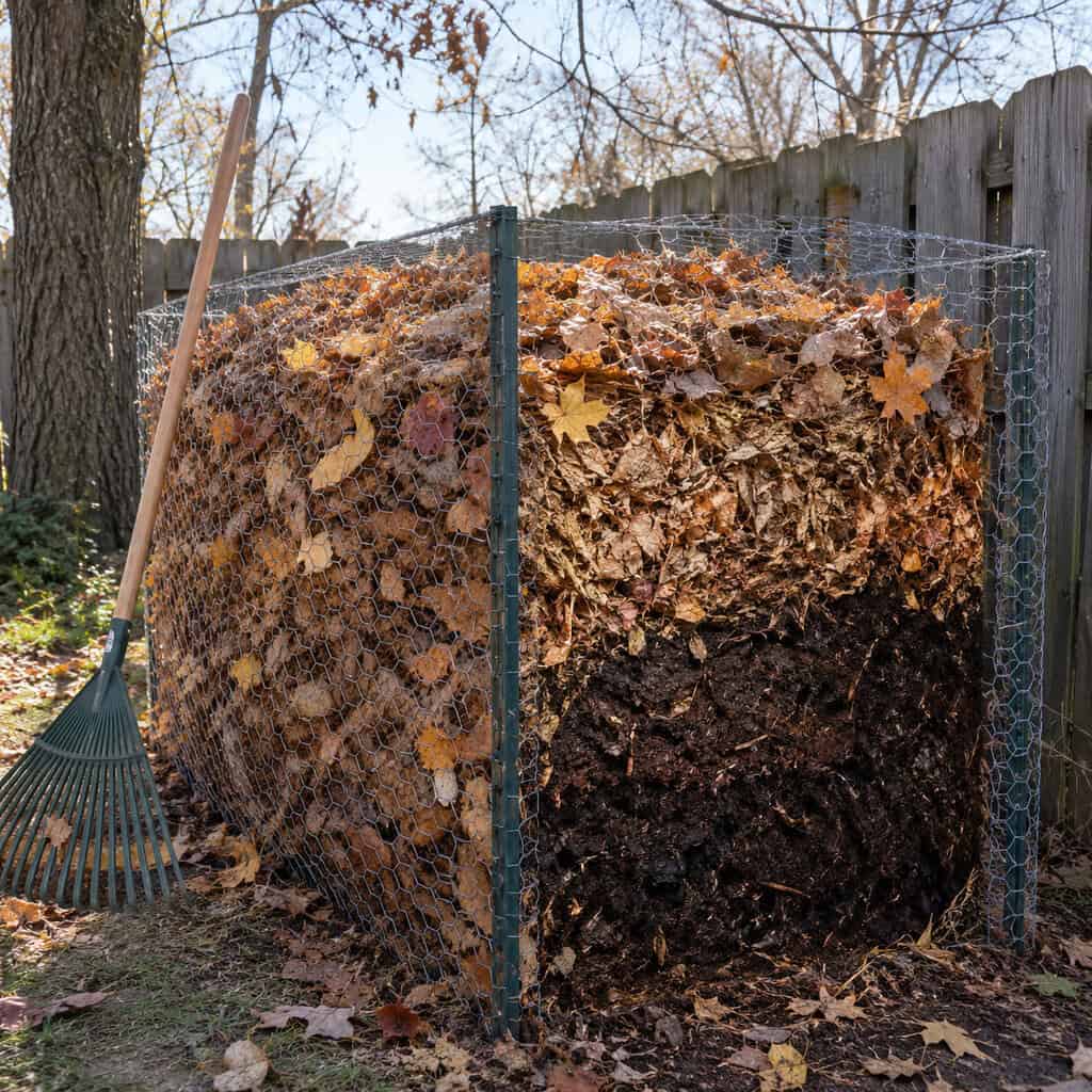 Raked Leaves Turned Into Leaf Mold