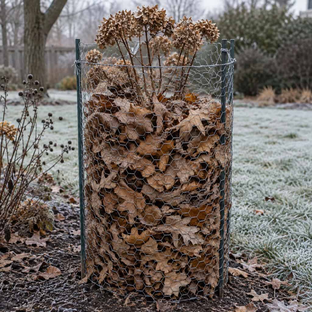 Leaf Collars Wired Around the Tender Shrubs