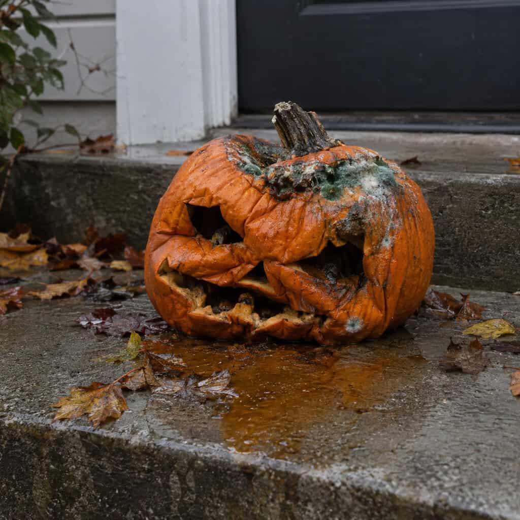 The Collapsed Jack-o'-Lantern on the Front Steps
