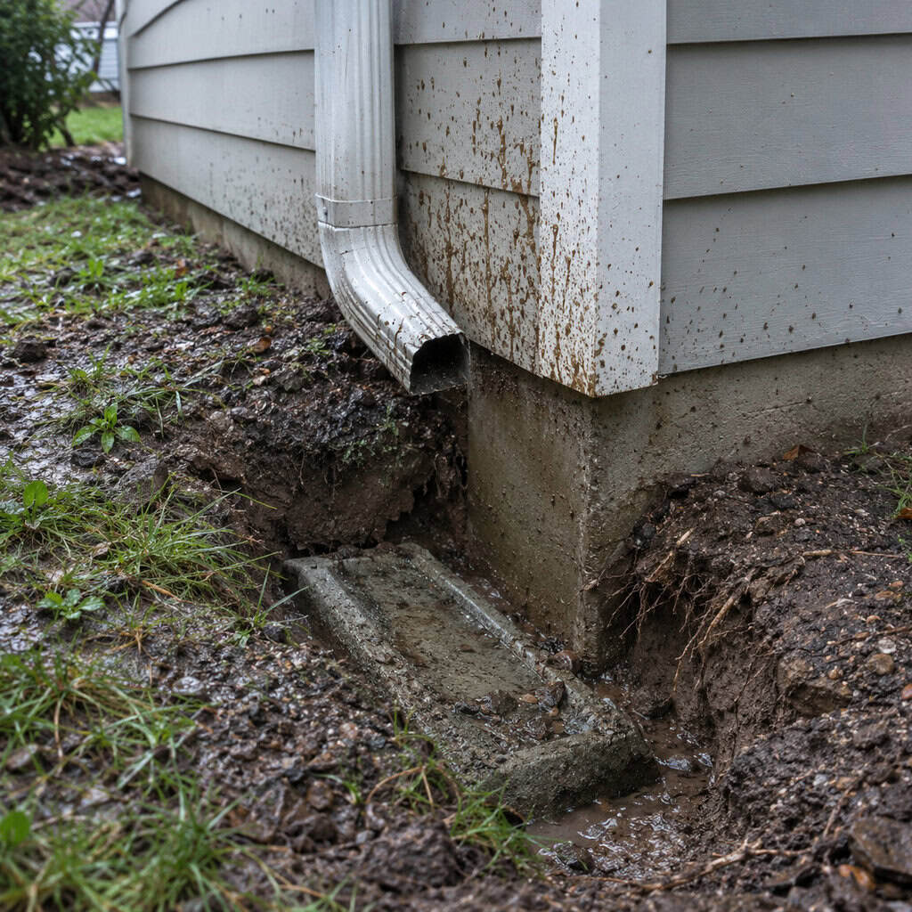 Downspouts Dumping Straight Down at the Foundation