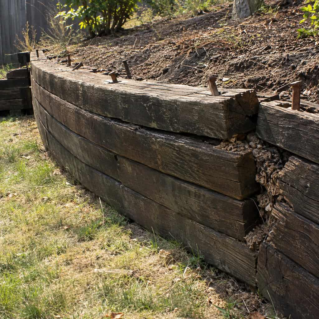 Railroad Ties and Stacked Landscape Timbers