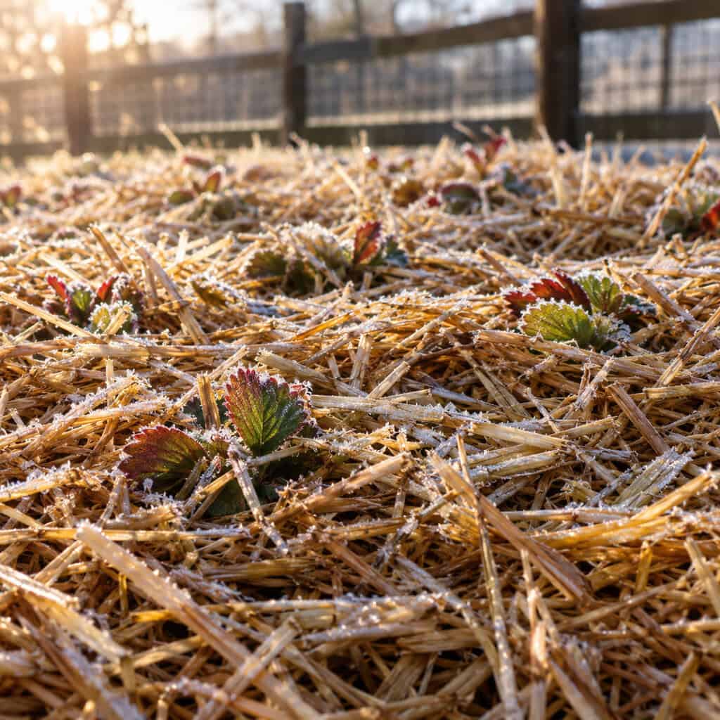 Straw Over the Strawberry Bed