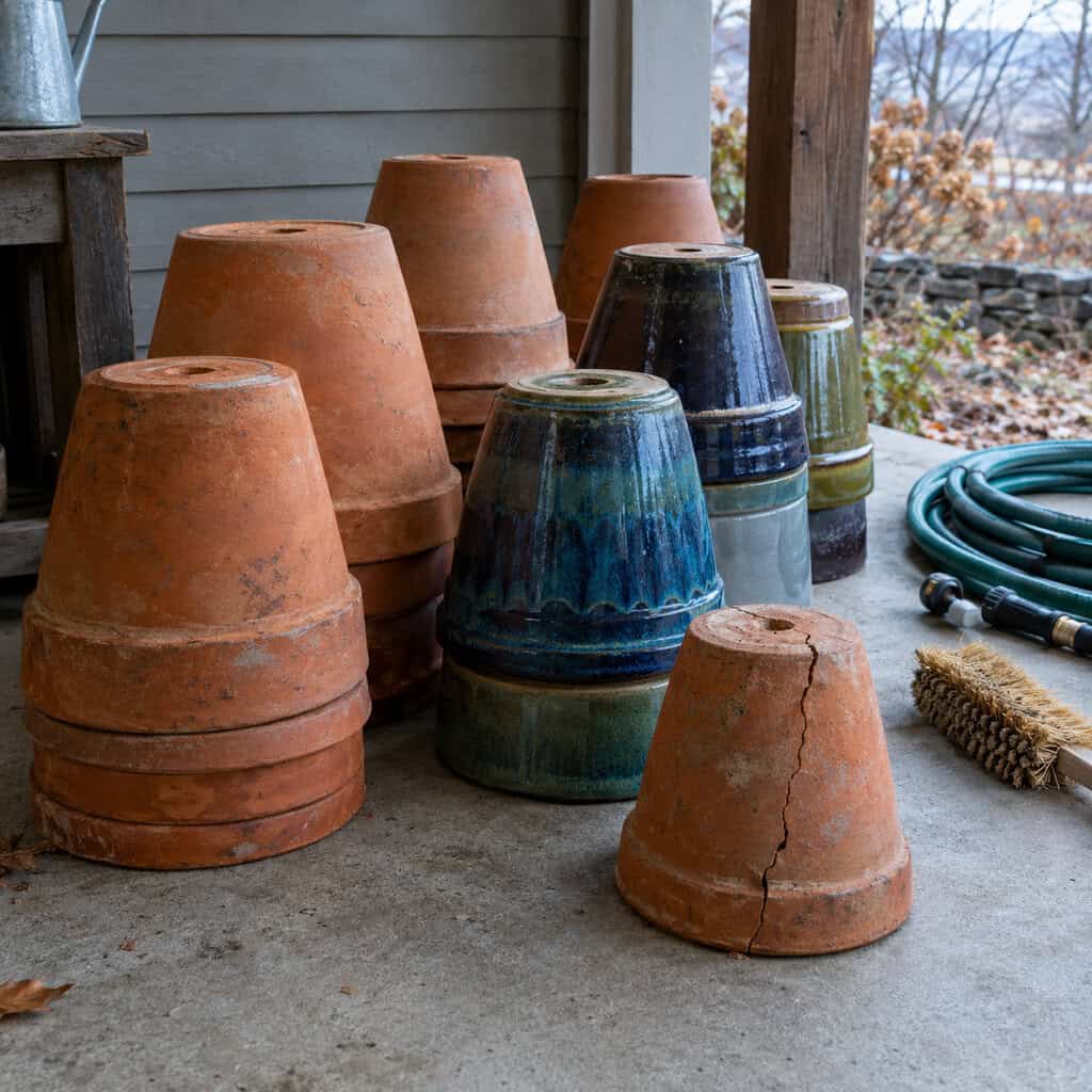 Emptying, scrubbing, and flipping the pots