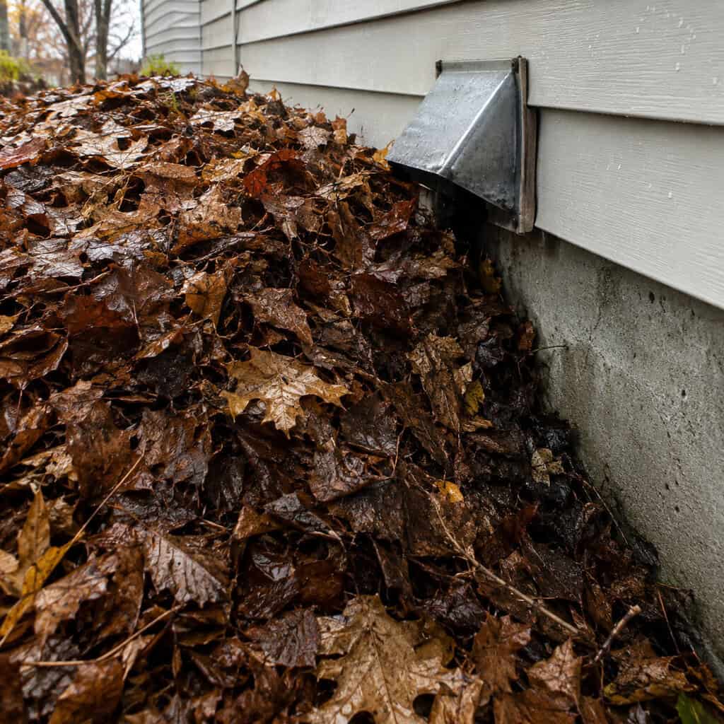 Leaf Drifts Piled Against the Foundation