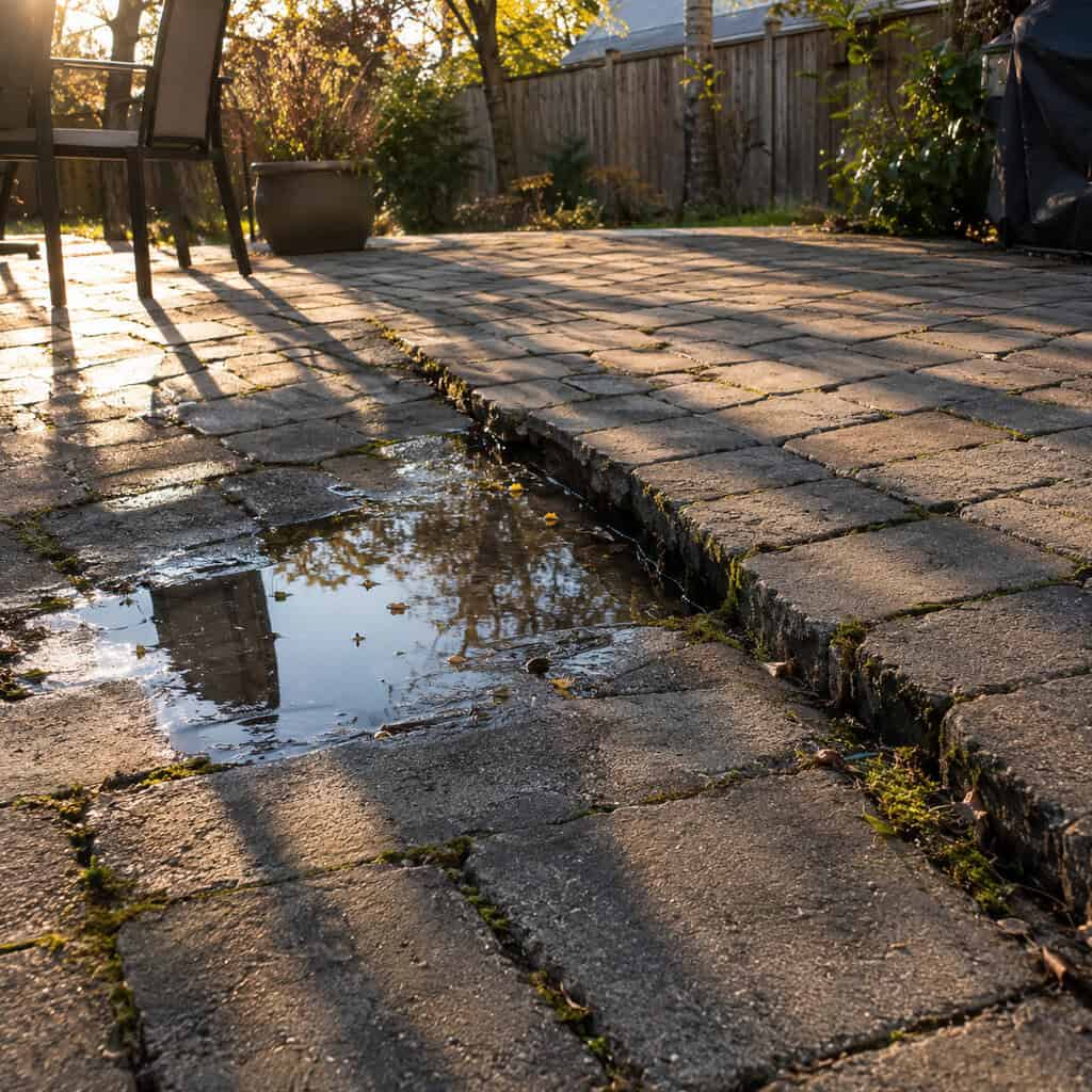 A Paver Patio With Lipped, Sinking Edges