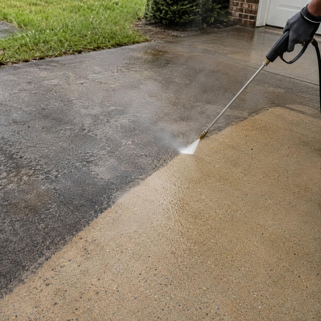 Pressure-Wash the Concrete