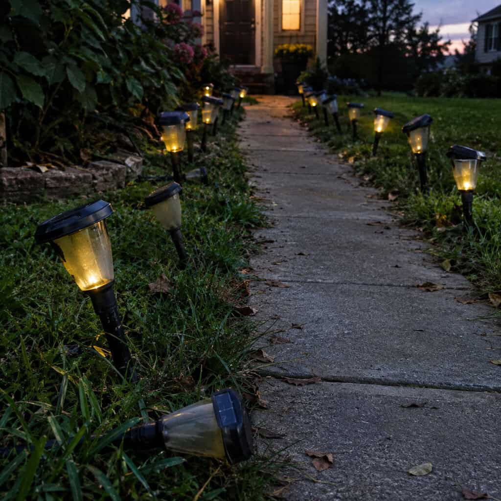 Solar Path Lights Lining the Walk Like a Runway