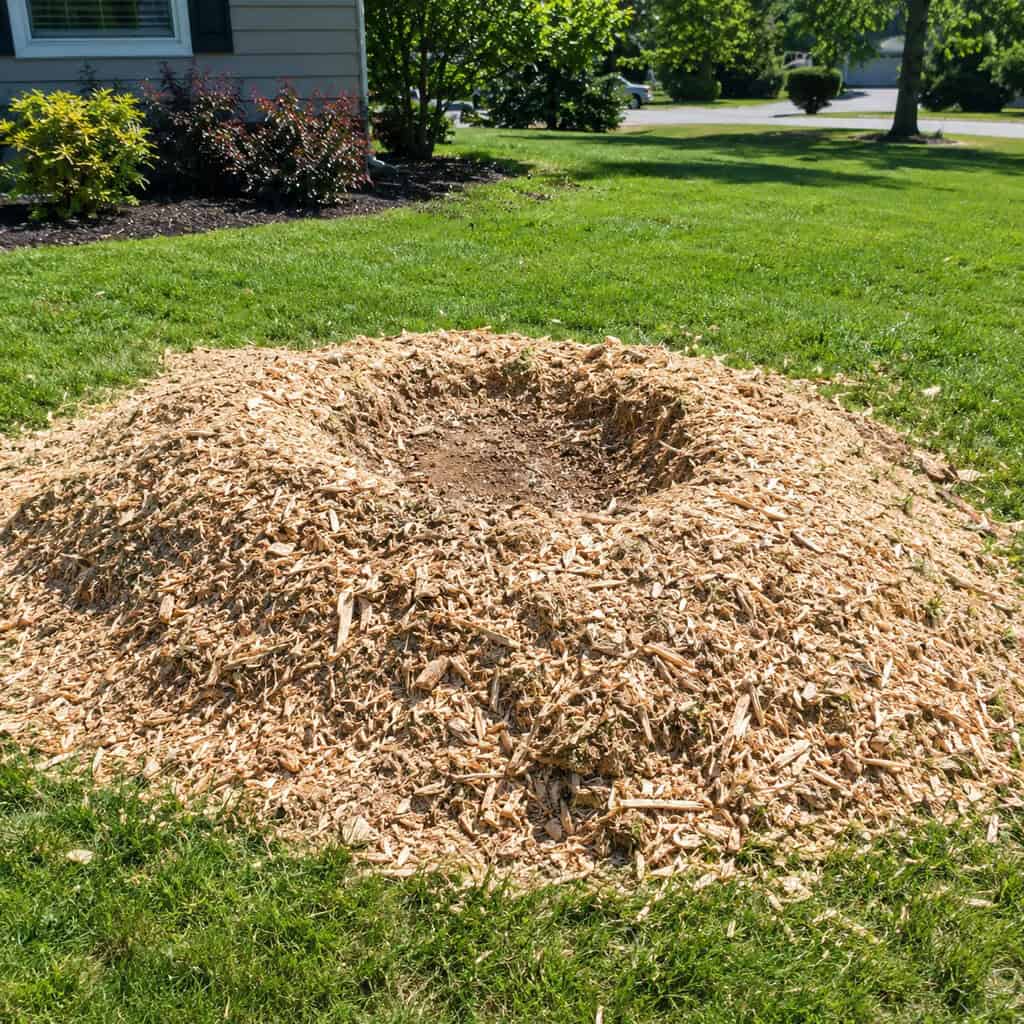 A Fresh Pile of Stump Grindings Where a Big Tree Used to Be