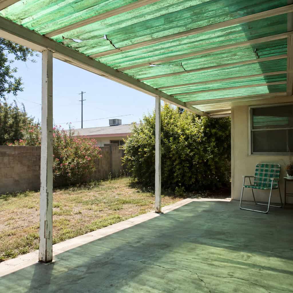 A Corrugated Fiberglass or Aluminum Patio Awning