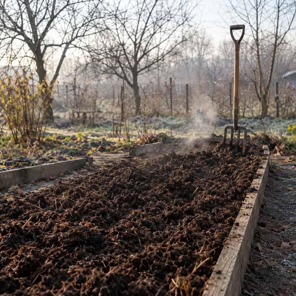 A Load of Aged Manure Spread Over the Beds