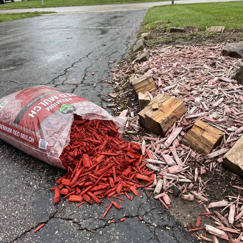 Dyed Red and Black Mulch by the Bag