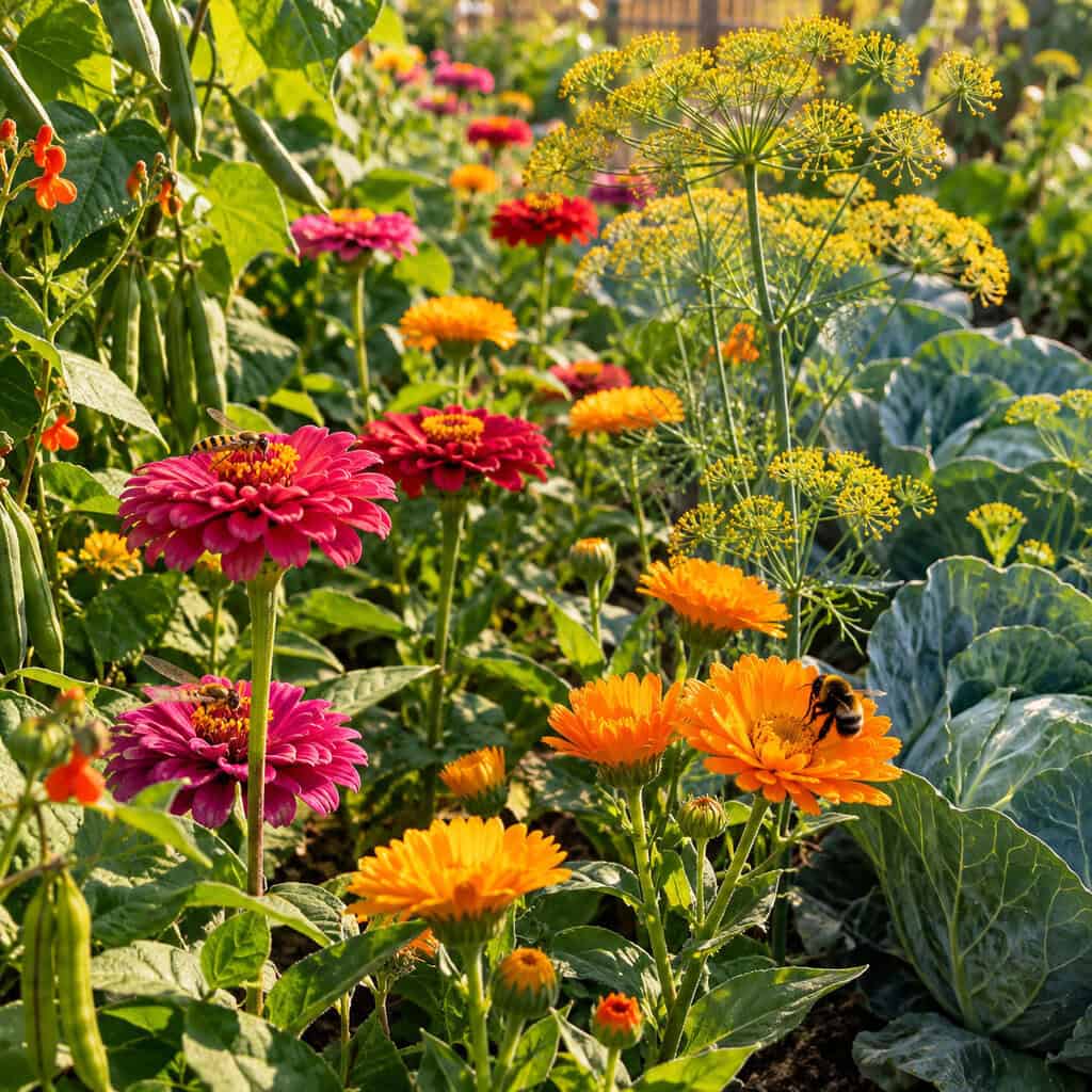 Flowers Planted Right Among the Vegetables