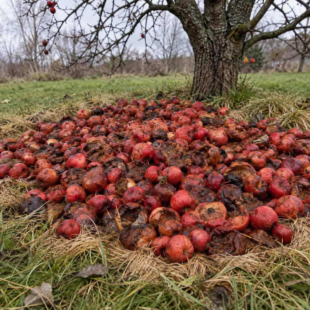 Fallen Crabapples Rotting Under the Tree
