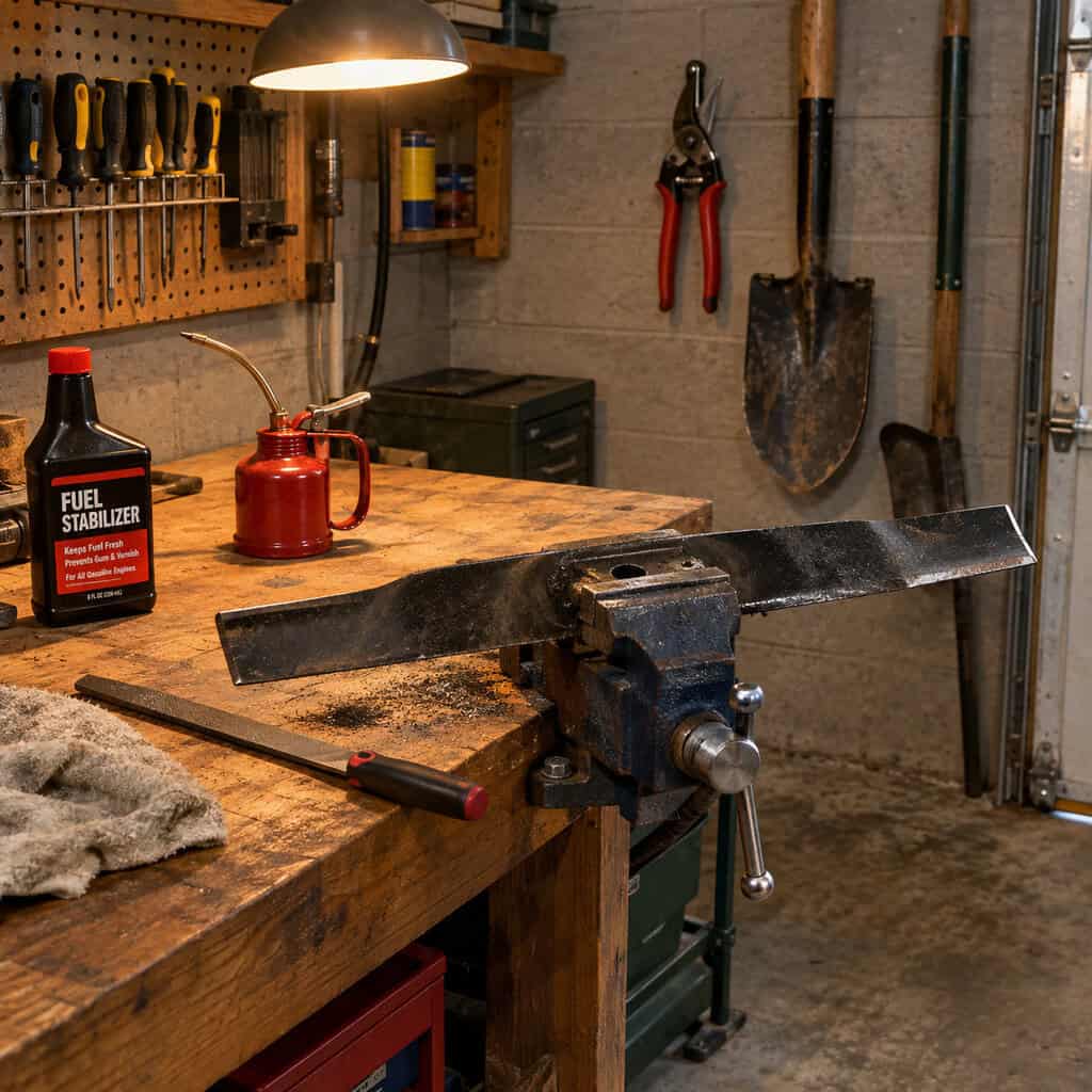 Winterize the Mower, Sharpen the Blade, Clean the Tools
