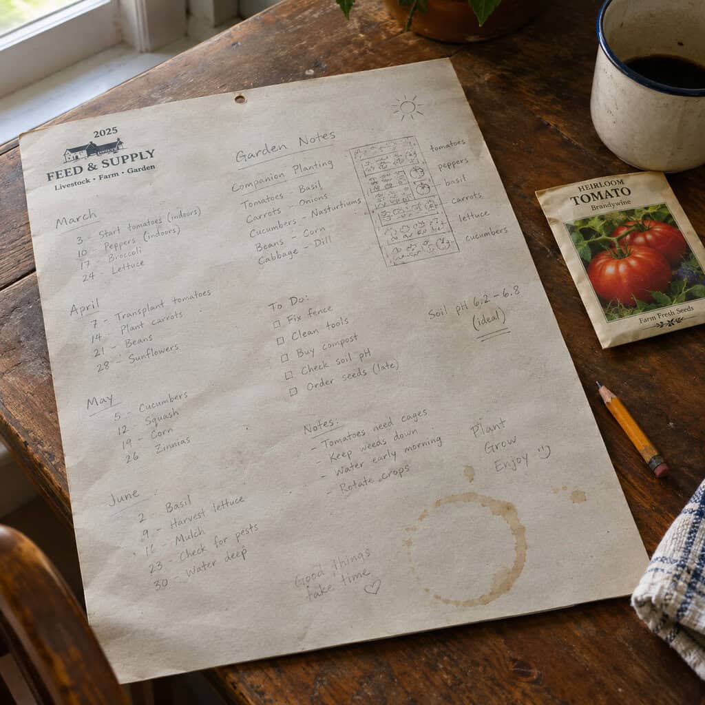 Frost Dates Written on the Back of a Calendar