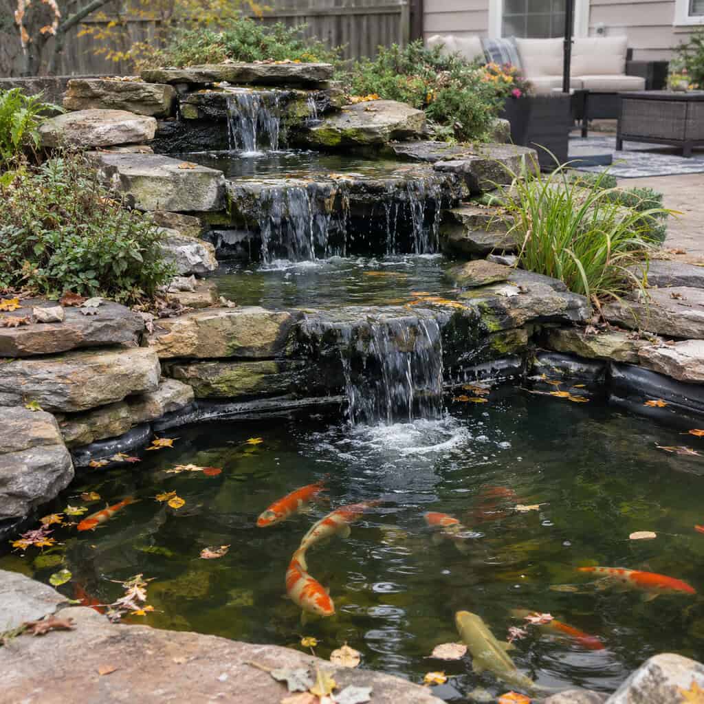 A Three-Tier Koi Pond or Waterfall Feature