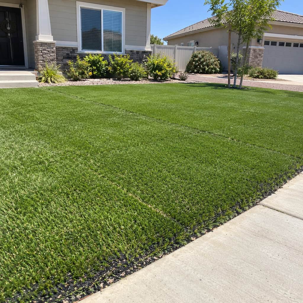 An Artificial Turf Front Lawn