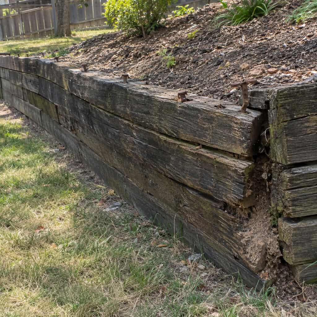 Railroad Ties and Stacked Landscape Timbers