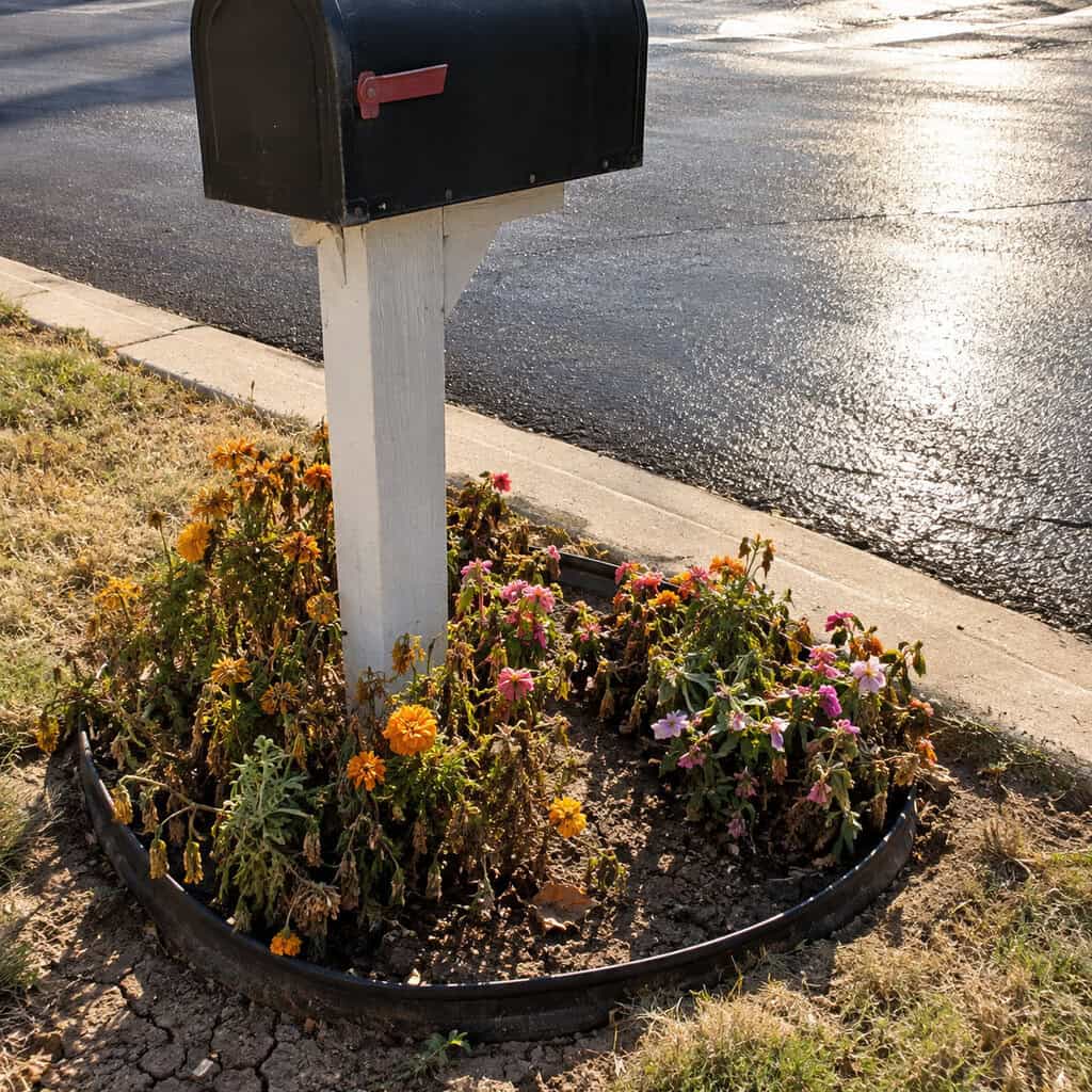 A Ring of Annuals Around the Mailbox Post