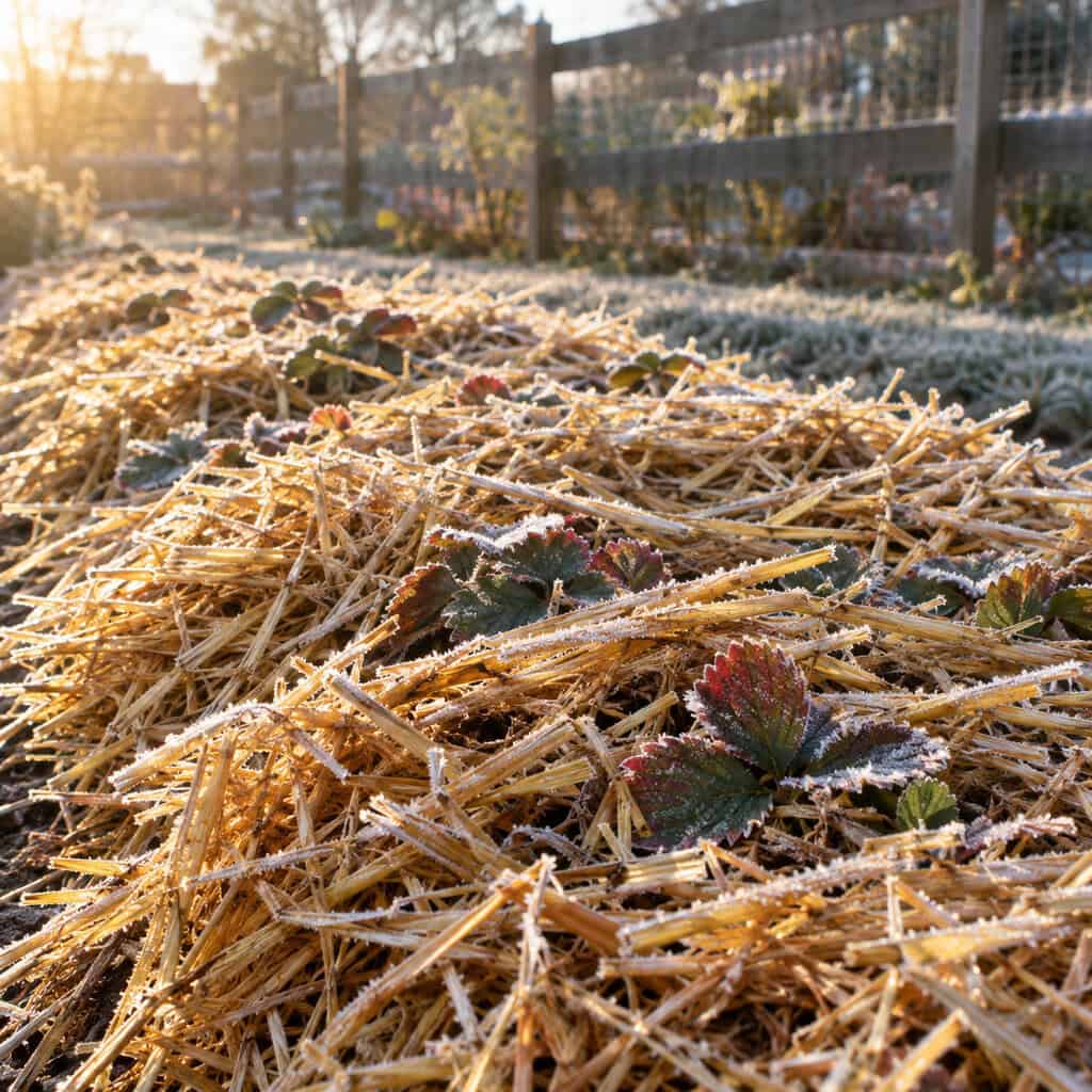 Straw Over the Strawberry Bed