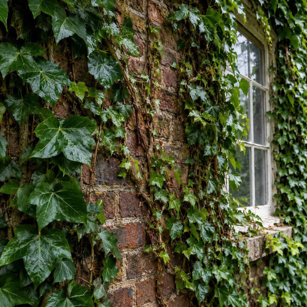 English Ivy Climbing the Brick or Siding