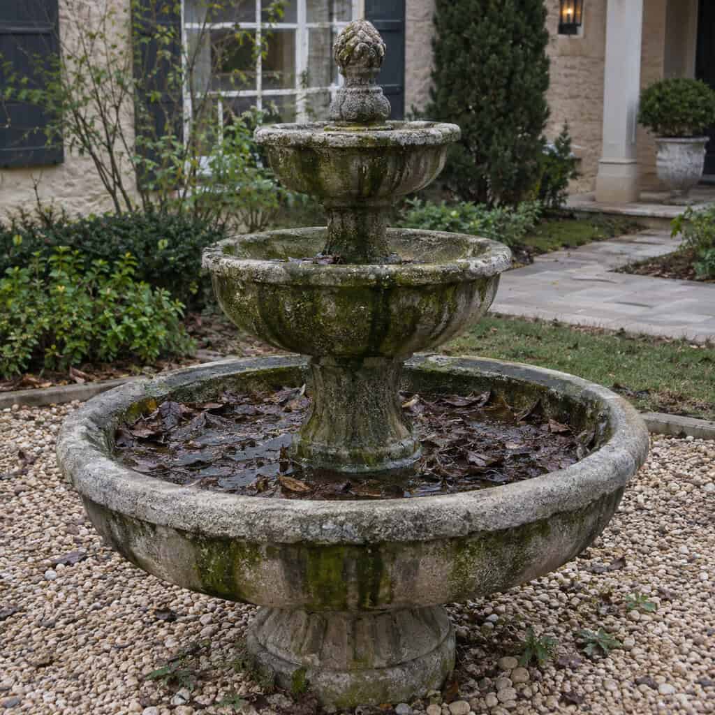 A Tiered Fountain in the Front Yard