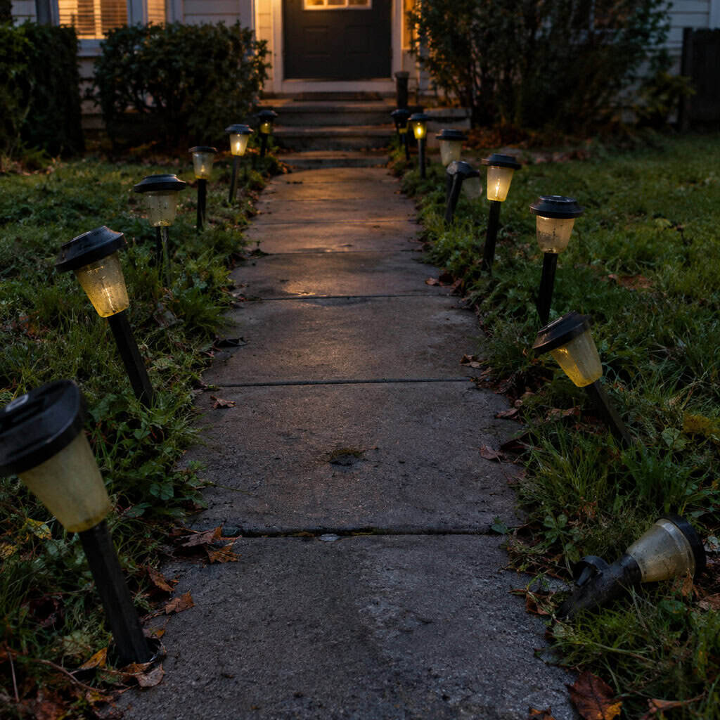 Solar Path Lights Lining the Walk Like a Runway